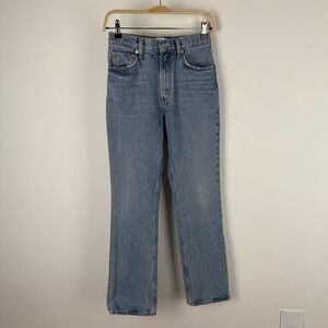 AGOLDE High Rise Straight Leg Jeans Light Wash Organic Cotton SZ 25 distressed
